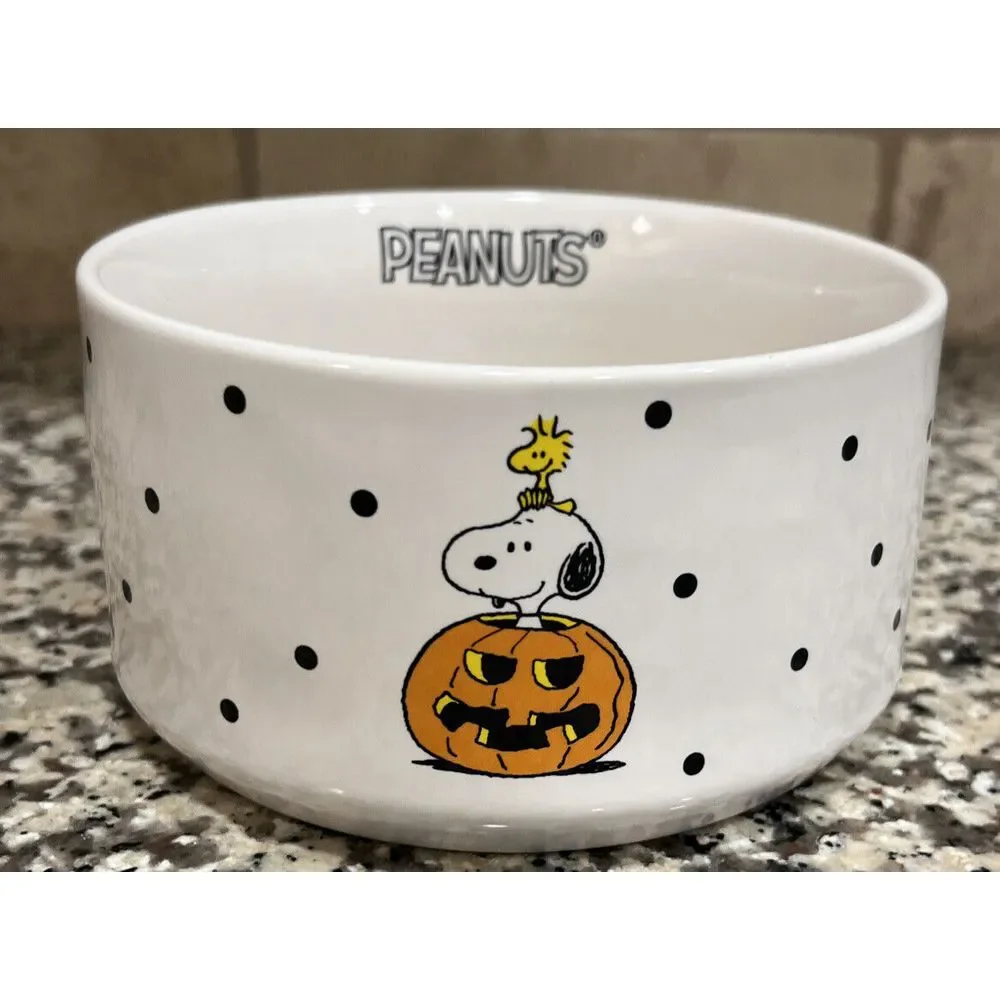 Peanuts x Rae Dunn 2023‎ Halloween Spook Tacular Snoopy & Woodstock Pet Dog Bowl